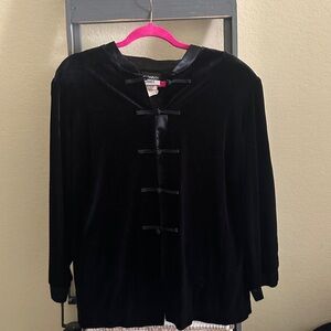 Y2K whimsy goth Black Velvet Jacket with shoulder pads